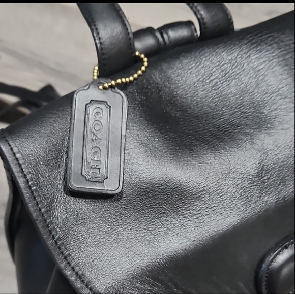 RARE EUC Black Vintage XL Coach Leather Backpack - Picture 2 of 12